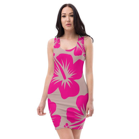 VALIANT WORLD Full Graphic Floral Bodycon Dress (Dusty Rose/Magnificent Magenta)