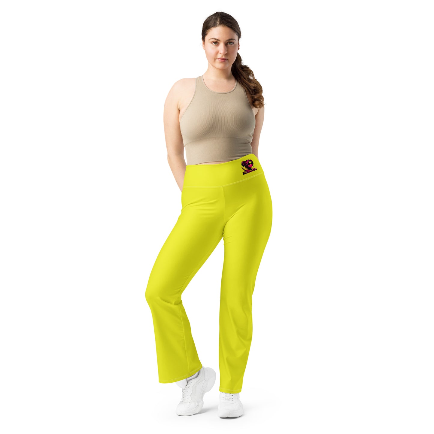 VALIANT WORLD Women's Flare Leggings (Chartreuse)