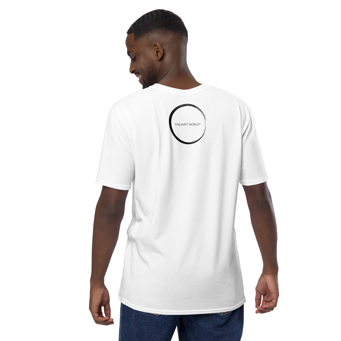 VALIANT WORLD Men's Full Graphic Crew Neck Tee (White)