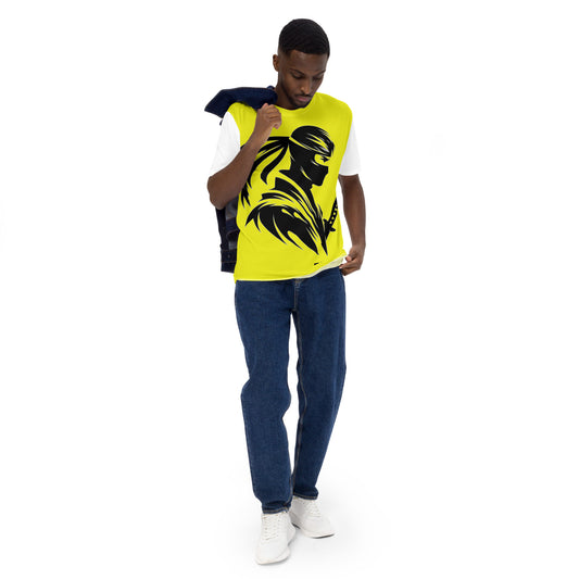 VALIANT WORLD Men's Full Graphic Crew Neck Tee (Chartreuse/White sleeves)