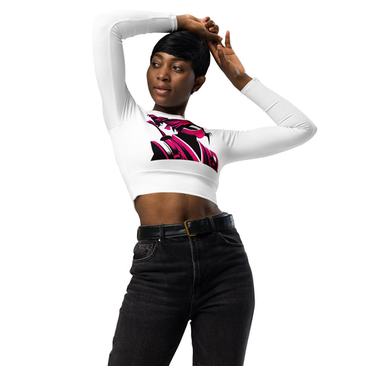 VALIANT WORLD Women's Recycled Long-sleeve Crop Top (White)