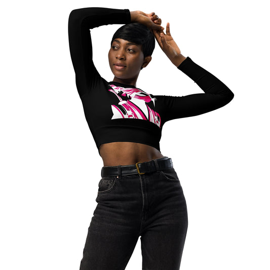 VALIANT WORLD Women's Recycled Long-sleeve Crop Top (Black)