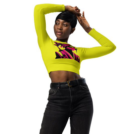 VALIANT WORLD Women's Recycled Long-sleeve Crop Top (Chartreuse)