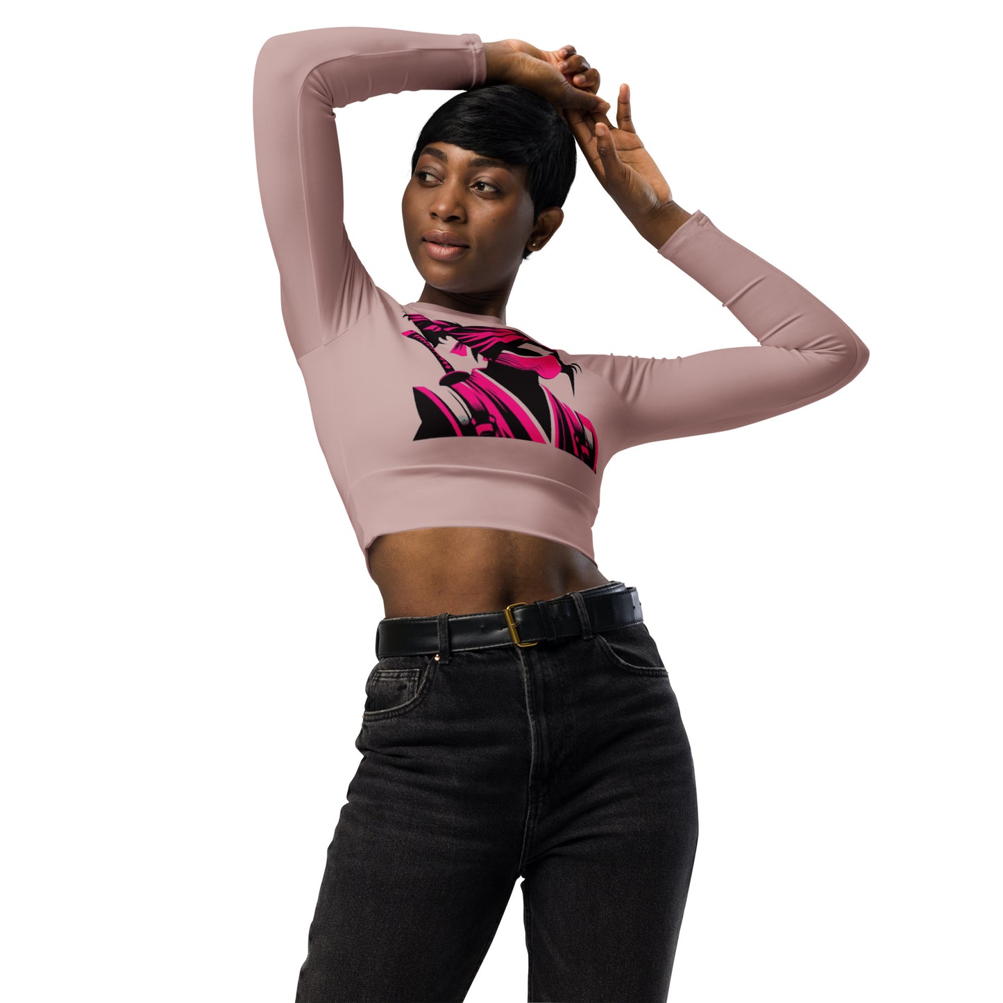 VALIANT WORLD Women's Recycled Long-sleeve Crop Top (Dusty Rose)