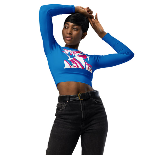 VALIANT WORLD Women's Recycled Long-sleeve Crop Top (Bright Blue)