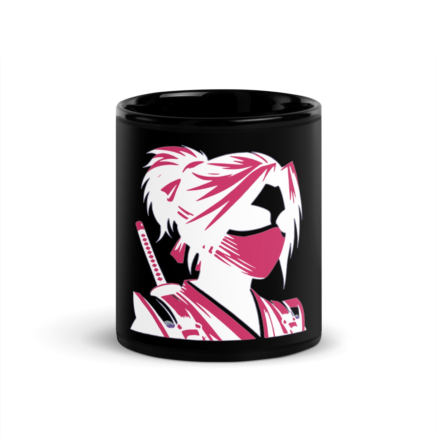 VALIANT WORLD Classic Black Glossy Mug (Female Ninja)