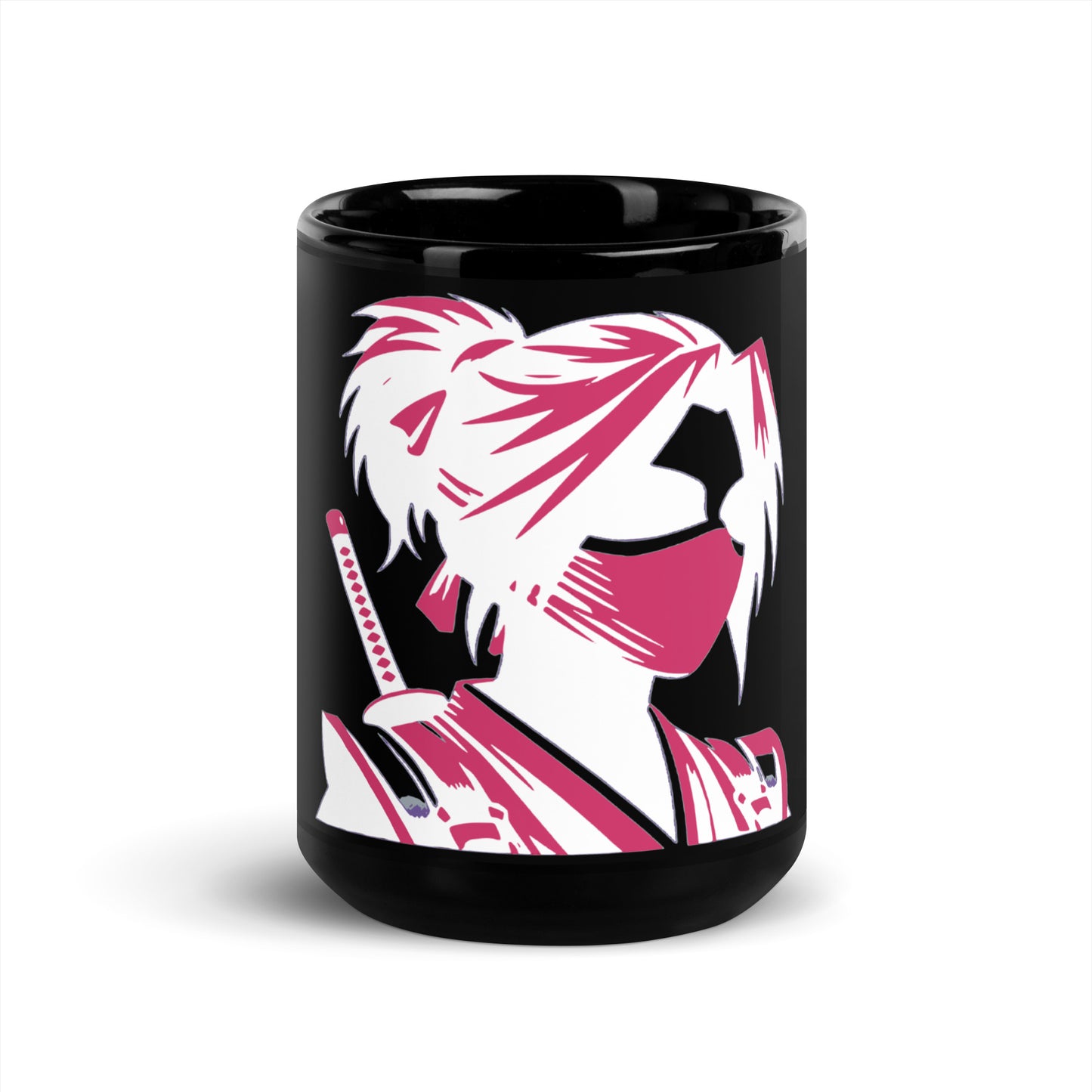 VALIANT WORLD Classic Black Glossy Mug (Female Ninja)