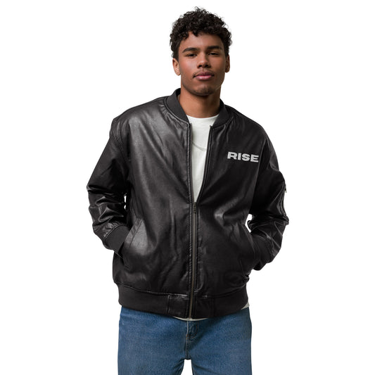 VALIANT WORLD Classic Men's Faux Leather Bomber Jacket