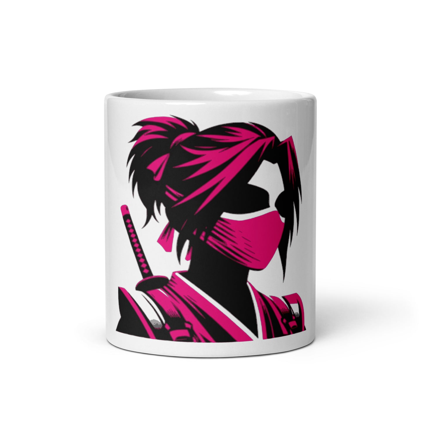 VALIANT WORLD Classic White Glossy Mug (Female Ninja)