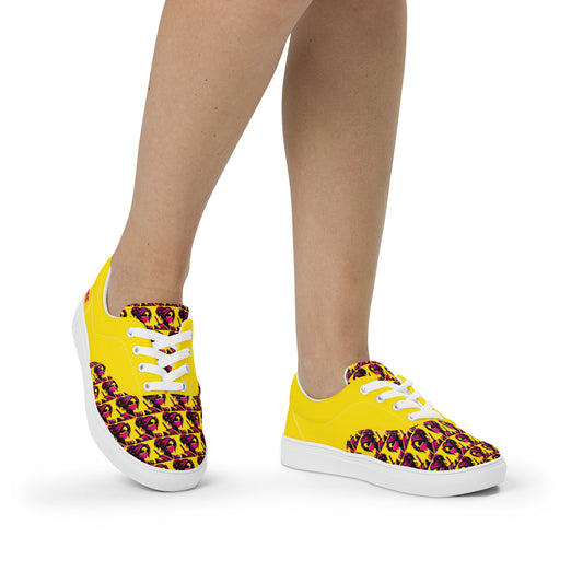 VALIANT WORLD Classic Women’s Lace-up Canvas Shoes (Bright yellow)